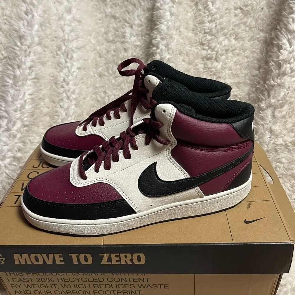 New in box Nike Court Vision Next Nature Mid Dark Beetroot Size 10.